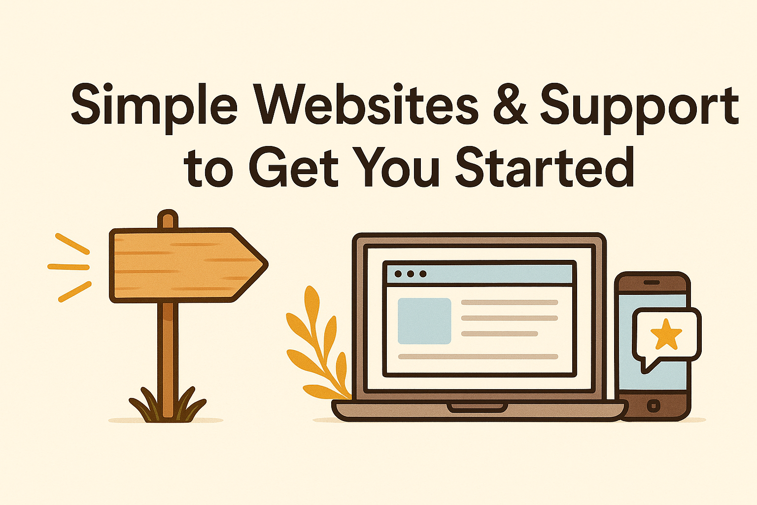 Page header with a website and signpost on